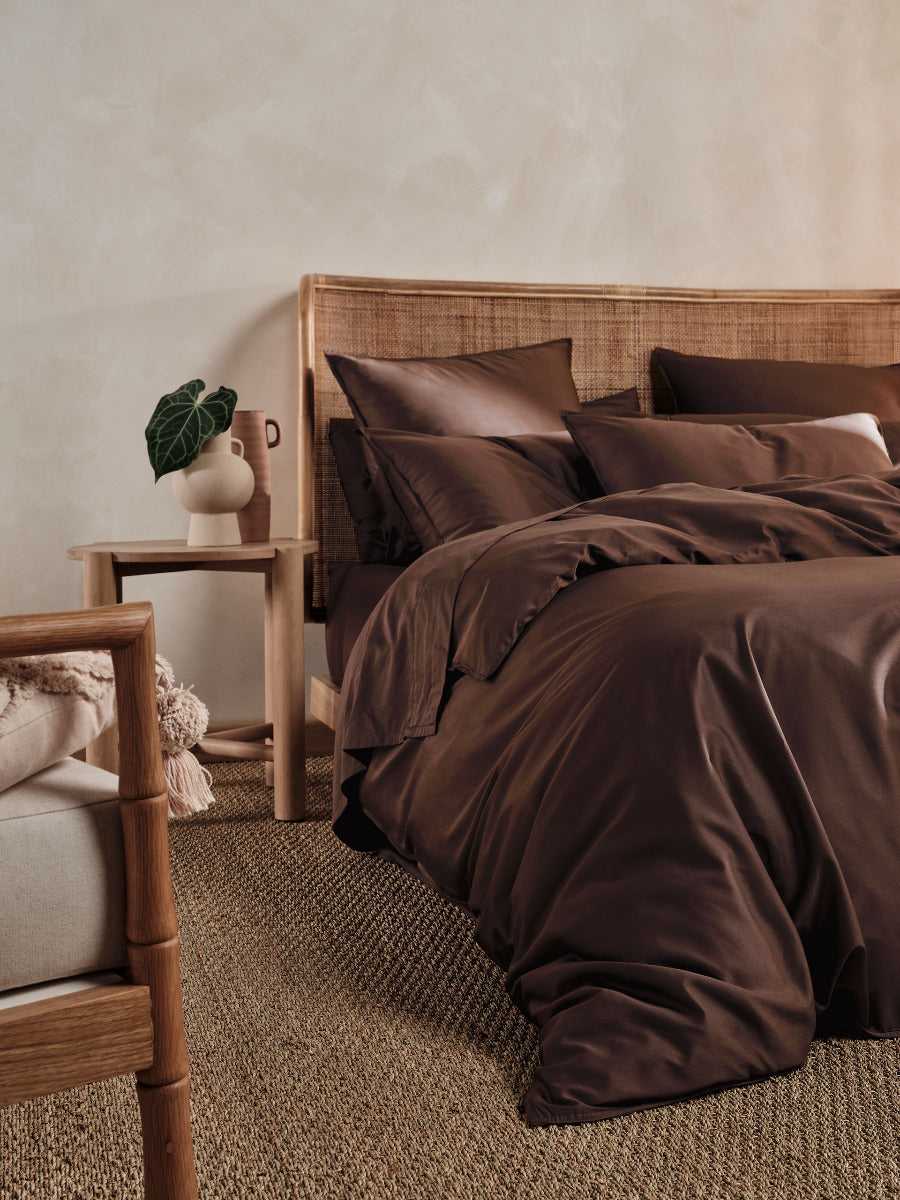 Linen House Quilt Cover LINEN HOUSE NARA | CHOCOLATE QUILT COVER SET