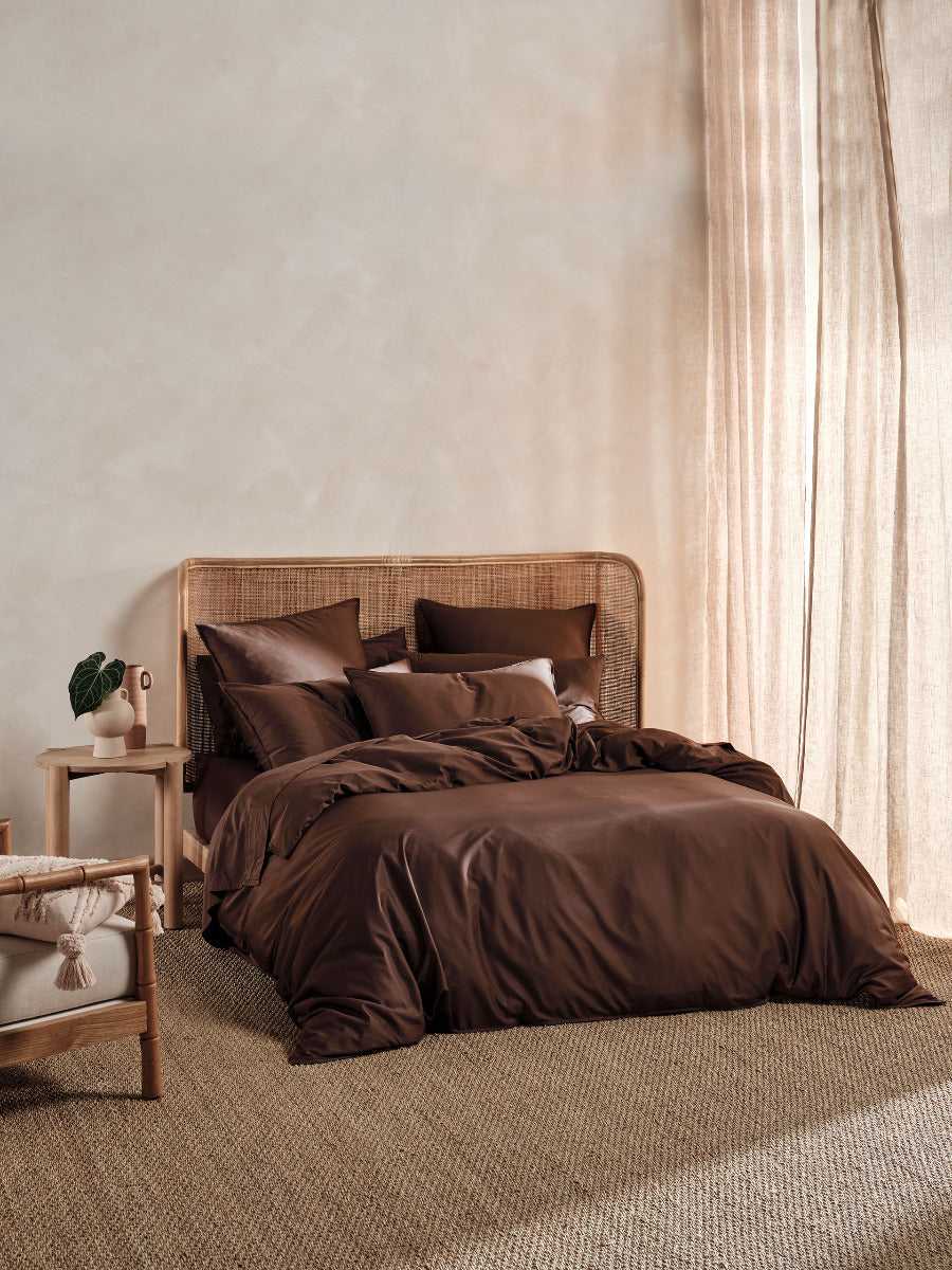 Linen House Quilt Cover LINEN HOUSE NARA | CHOCOLATE QUILT COVER SET