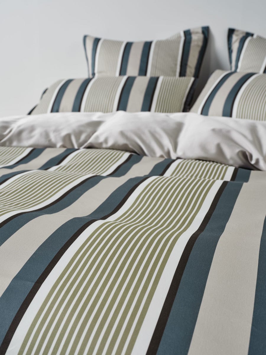 Linen House Quilt Cover LINEN HOUSE NARA STRIPE | BLUESTONE QUILT COVER