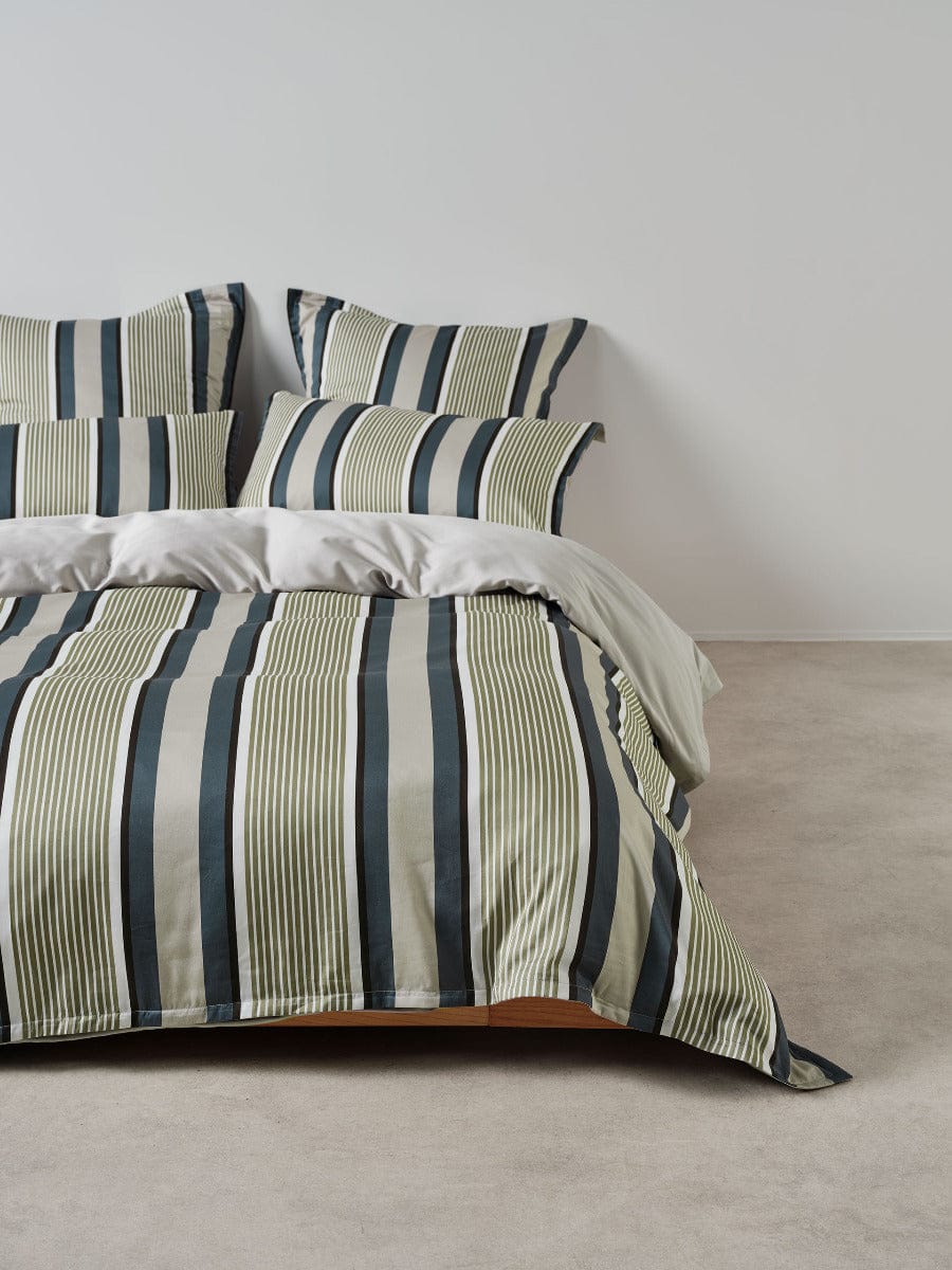 Linen House Quilt Cover LINEN HOUSE NARA STRIPE | BLUESTONE QUILT COVER