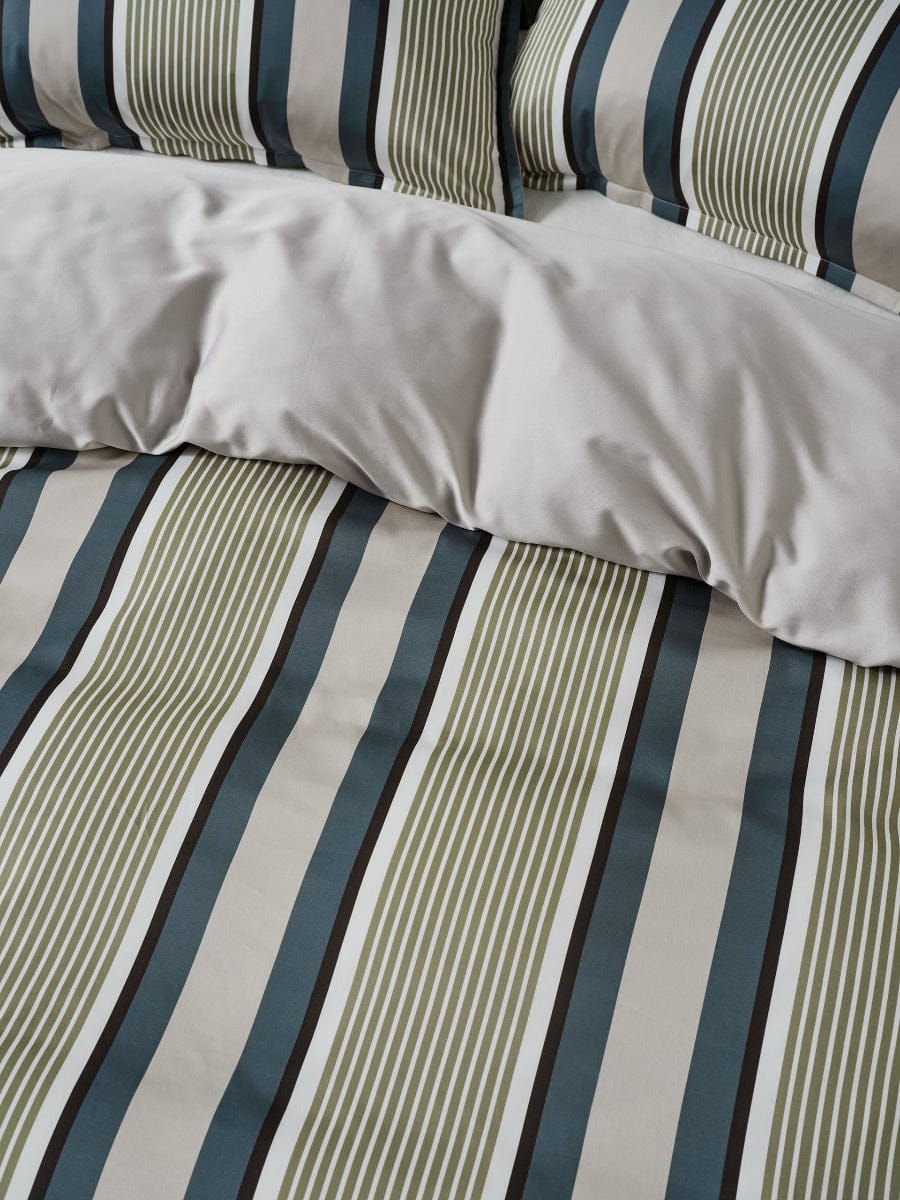 Linen House Quilt Cover LINEN HOUSE NARA STRIPE | BLUESTONE QUILT COVER