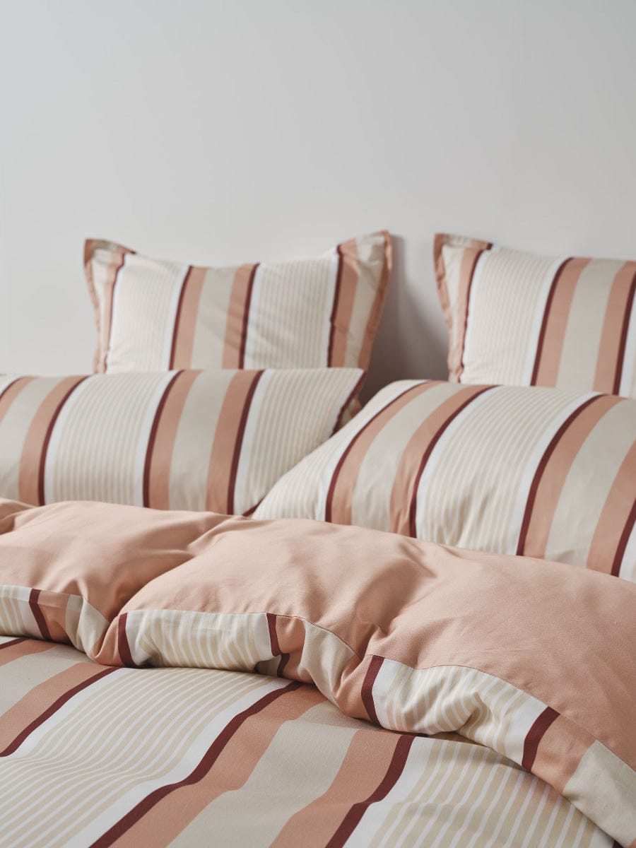 Linen House Quilt Cover LINEN HOUSE NARA STRIPE | CLAY QUILT COVER