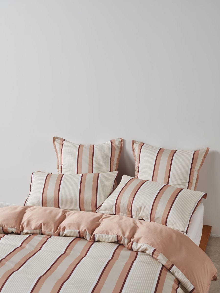 Linen House Quilt Cover LINEN HOUSE NARA STRIPE | CLAY QUILT COVER