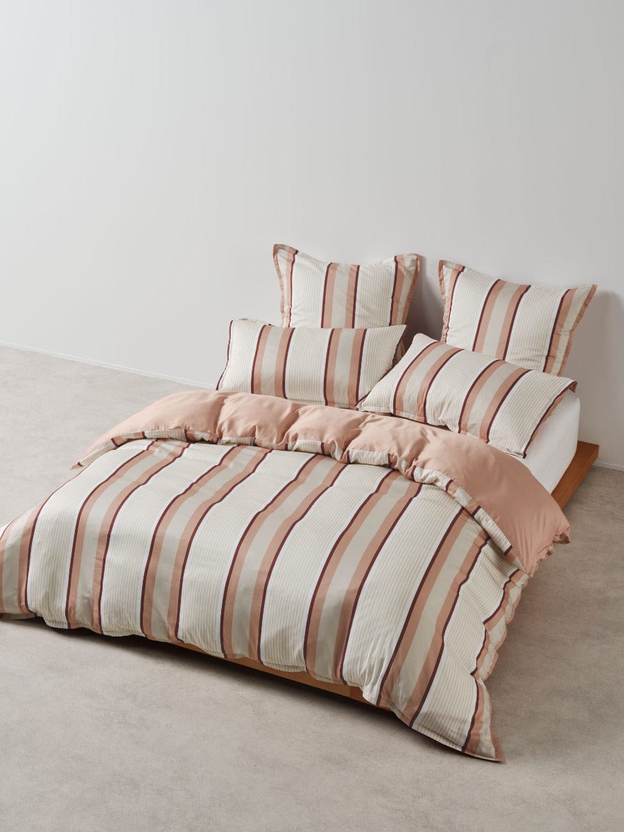 Linen House Quilt Cover LINEN HOUSE NARA STRIPE | CLAY QUILT COVER