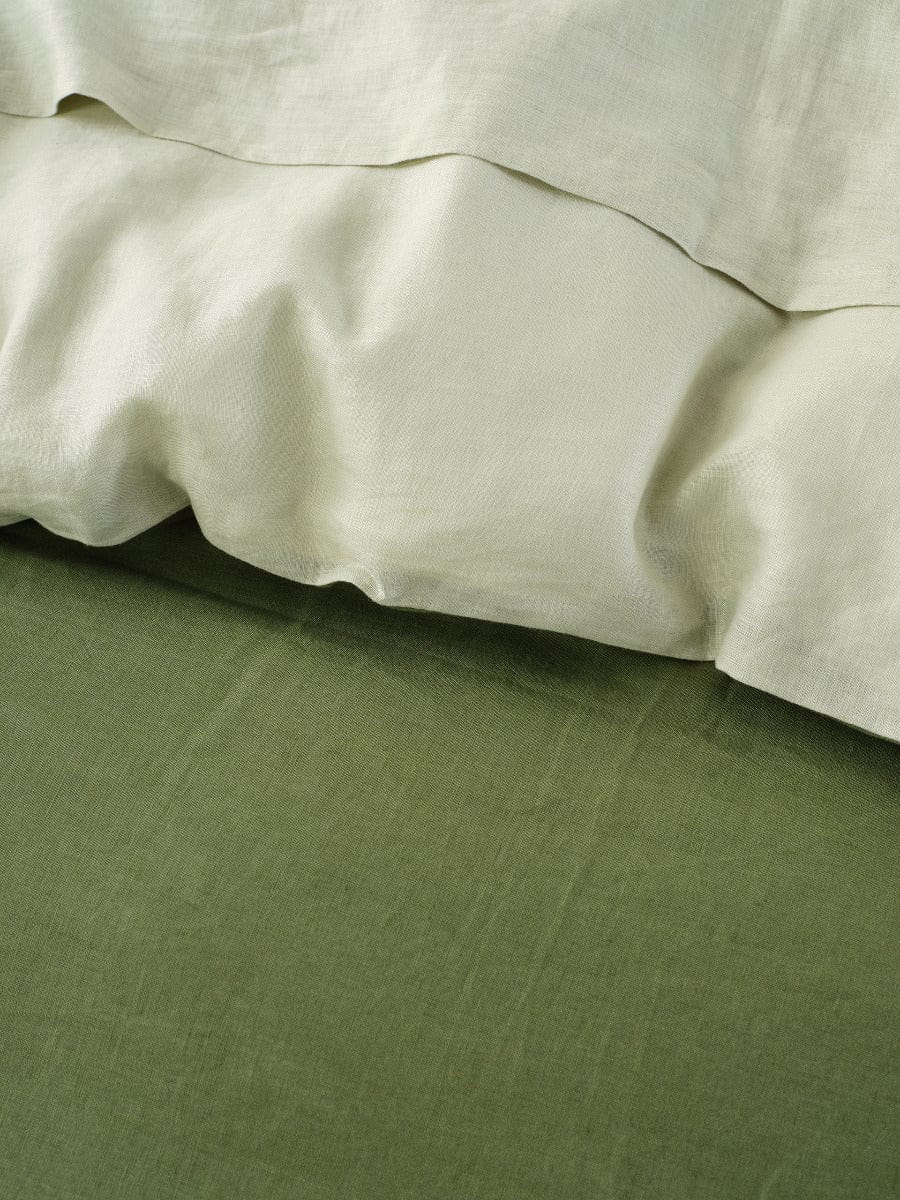 Linen House Quilt Cover LINEN HOUSE NIMES DUET QUILT COVER SET - MOSS/WASABI