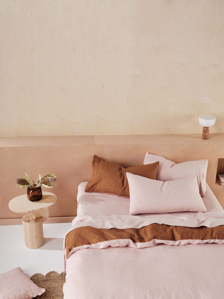 Linen House Quilt Cover LINEN HOUSE NIMES DUET QUILT COVER SET - ROSE/CINNAMON