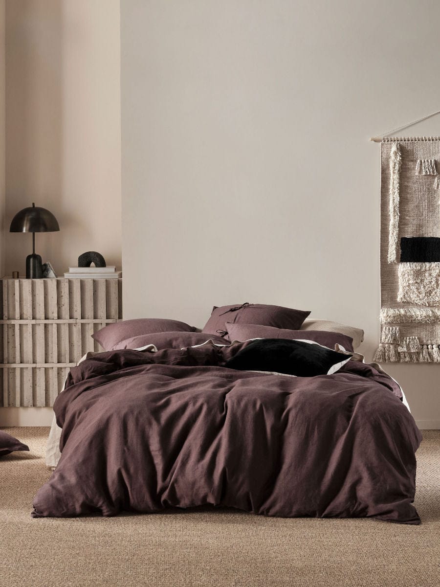 Linen House Quilt Cover LINEN HOUSE NIMES ESPRESSO LINEN QUILT COVER SET