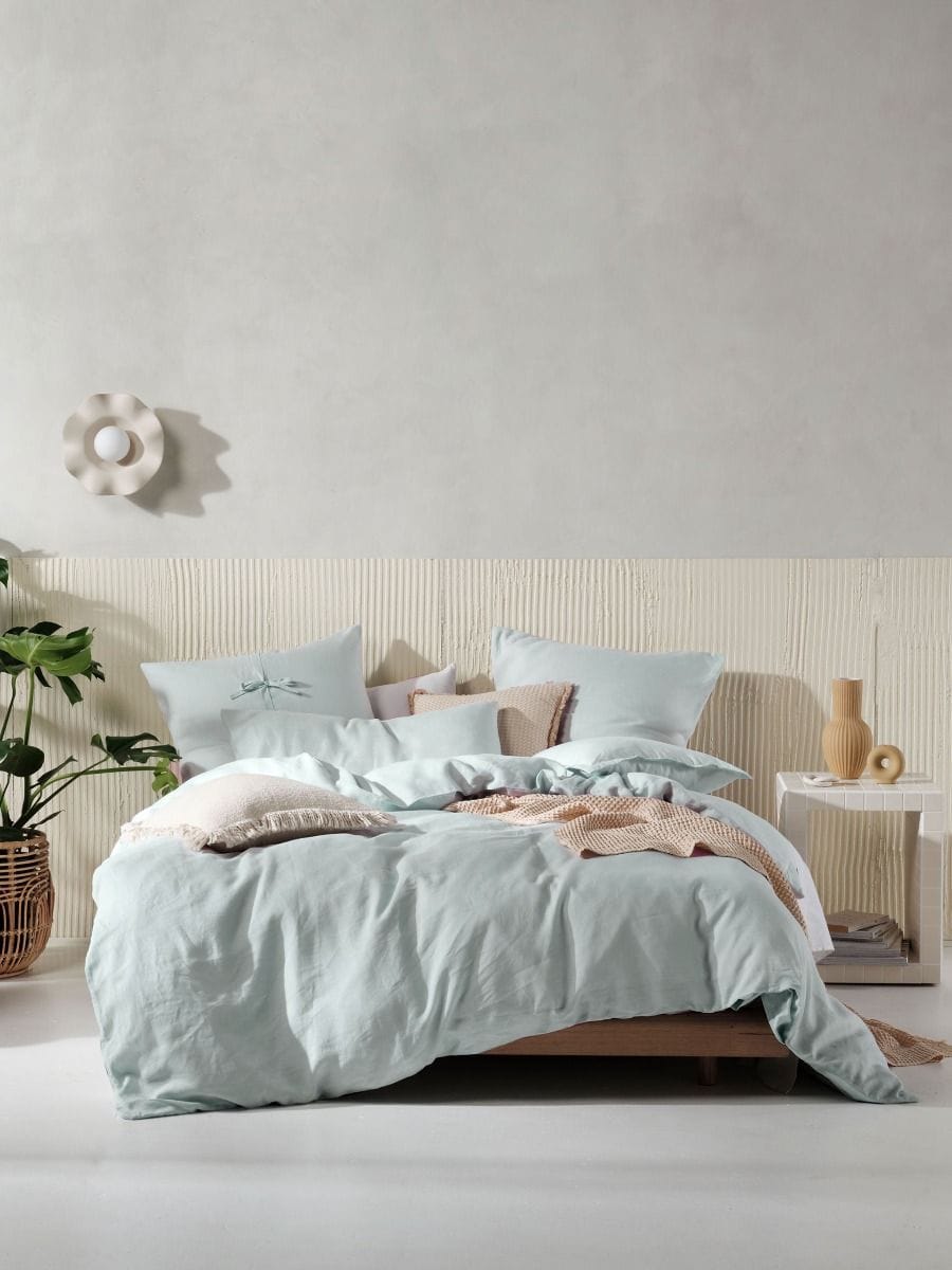 Linen House Quilt Cover LINEN HOUSE NIMES SKY LINEN QUILT COVER SET