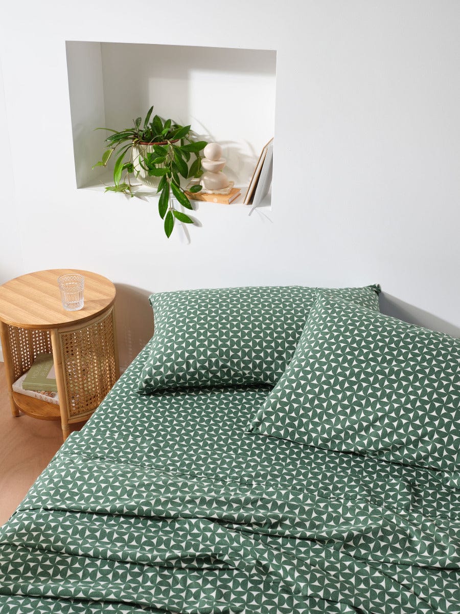 Linen House Bed Sheets LINEN HOUSE PLAIN DYED FLANNELETTE SHEET SET  - TYRA FOREST