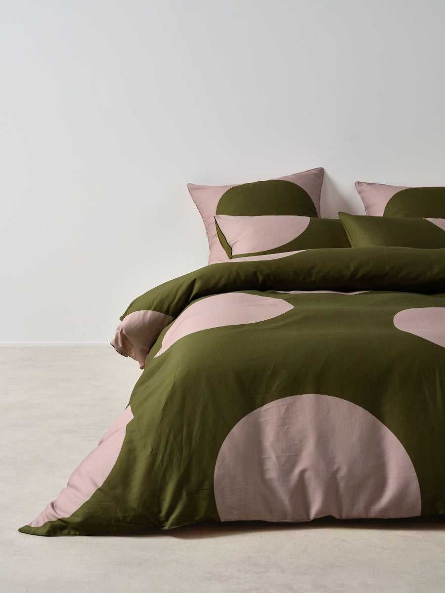 Linen House Quilt Cover LINEN HOUSE PLUTO | CLAY and OLIVE QUILT COVER SET