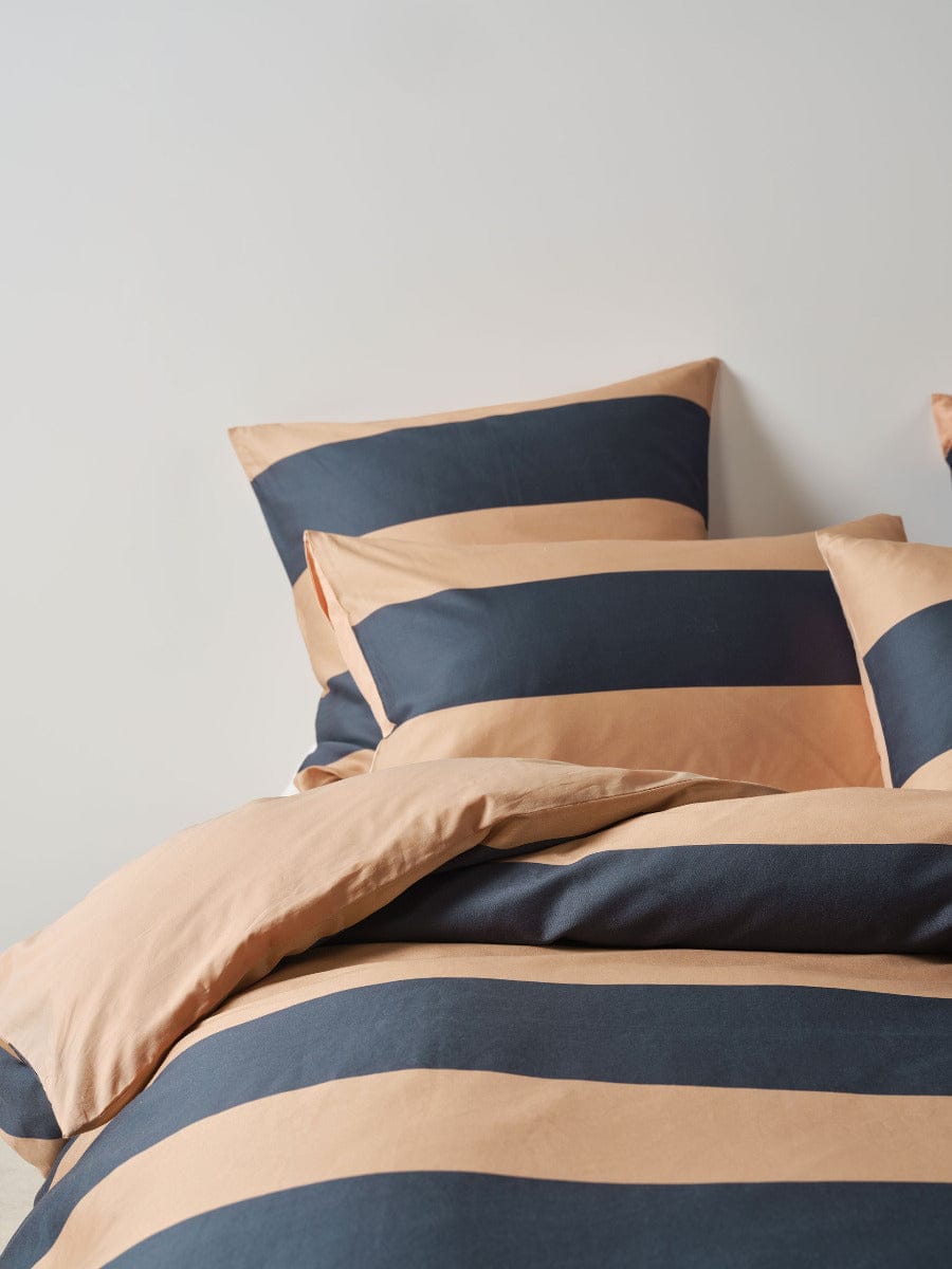 Linen House Quilt Cover LINEN HOUSE RUGBY STRIPE | BLUESTONE QUILT COVER SET