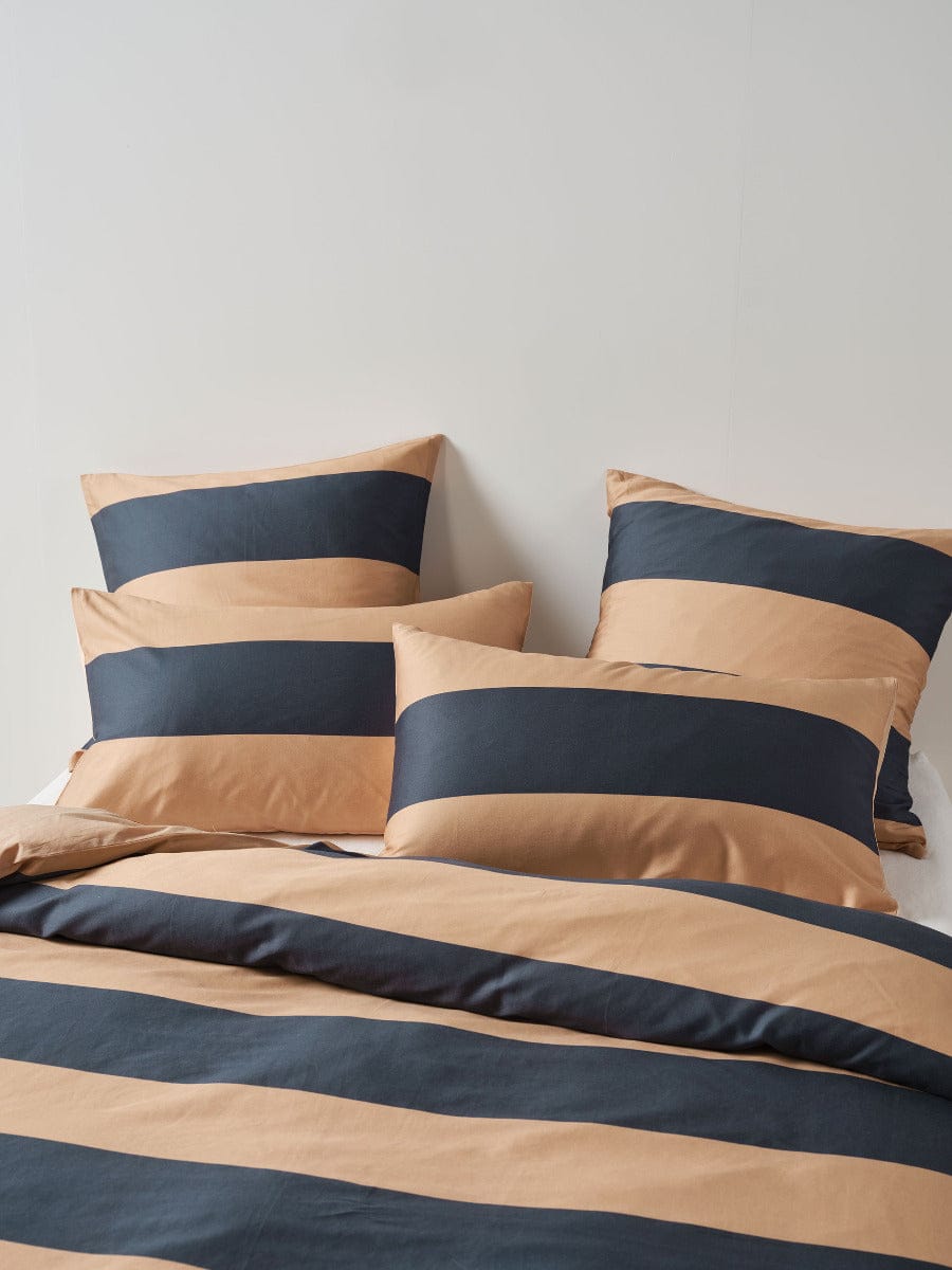Linen House Quilt Cover LINEN HOUSE RUGBY STRIPE | BLUESTONE QUILT COVER SET