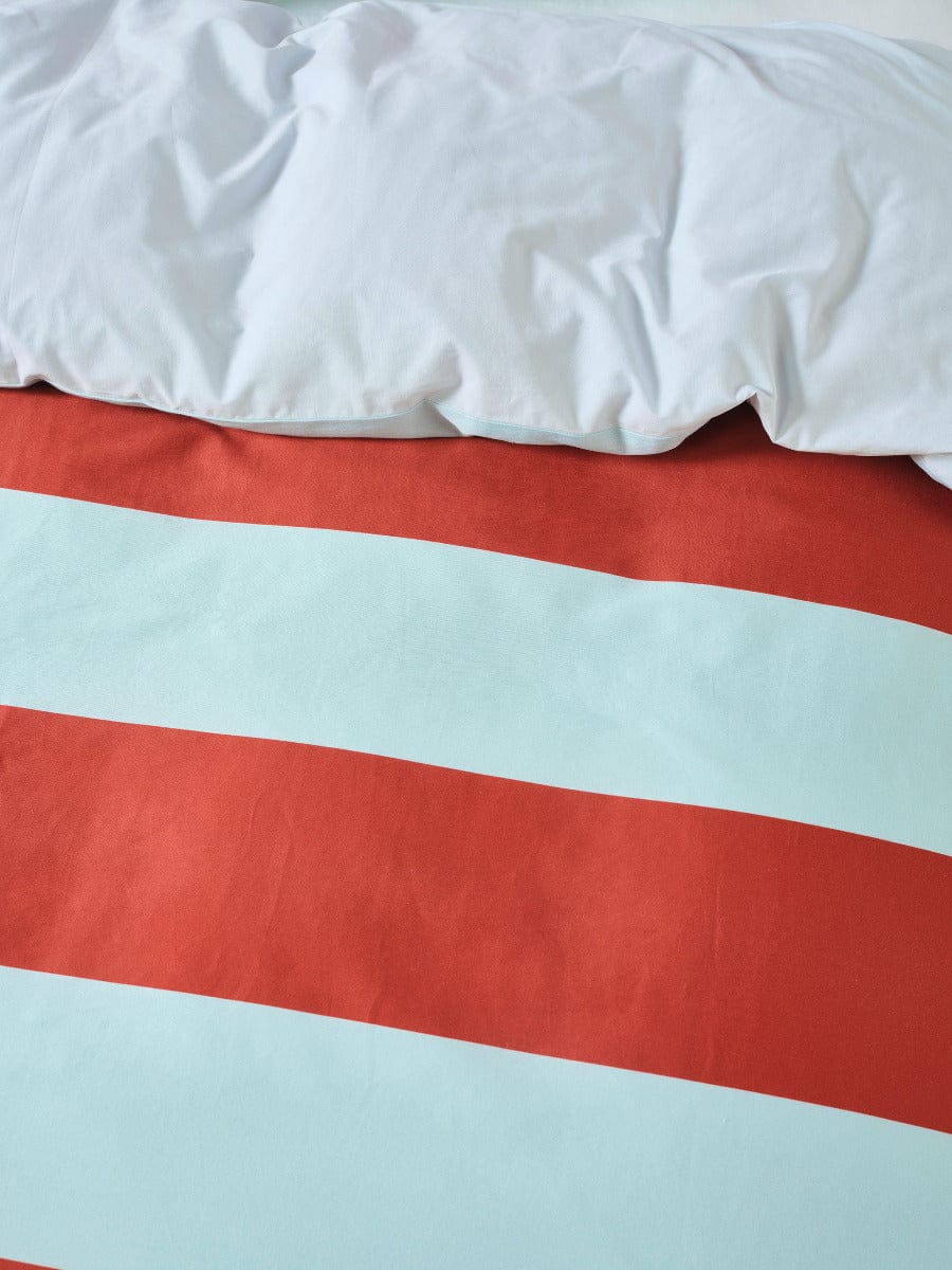Linen House Quilt Cover LINEN HOUSE RUGBY STRIPE | CHILLI QUILT COVER SET