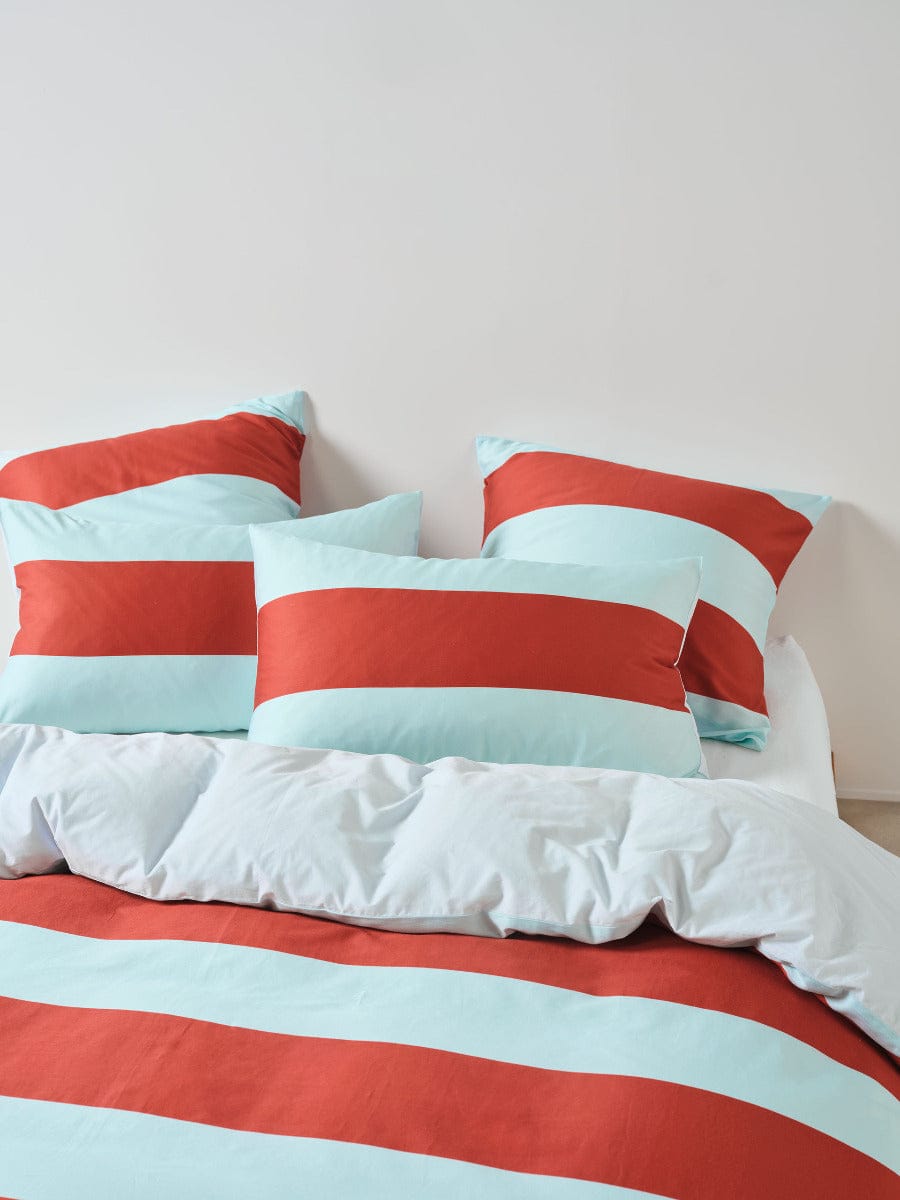 Linen House Quilt Cover LINEN HOUSE RUGBY STRIPE | CHILLI QUILT COVER SET