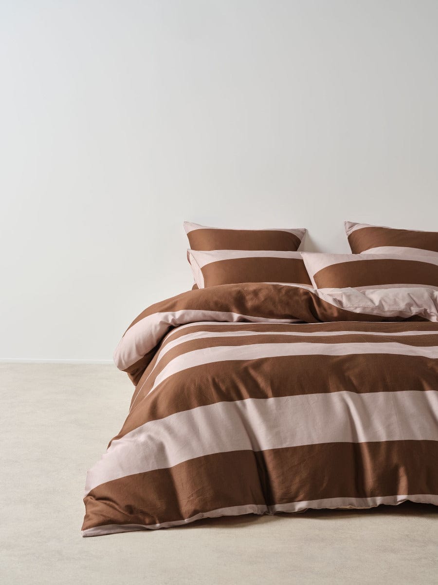 Linen House Quilt Cover LINEN HOUSE RUGBY STRIPE | ORCHID QUILT COVER SET