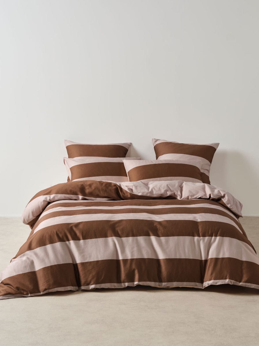 Linen House Quilt Cover LINEN HOUSE RUGBY STRIPE | ORCHID QUILT COVER SET