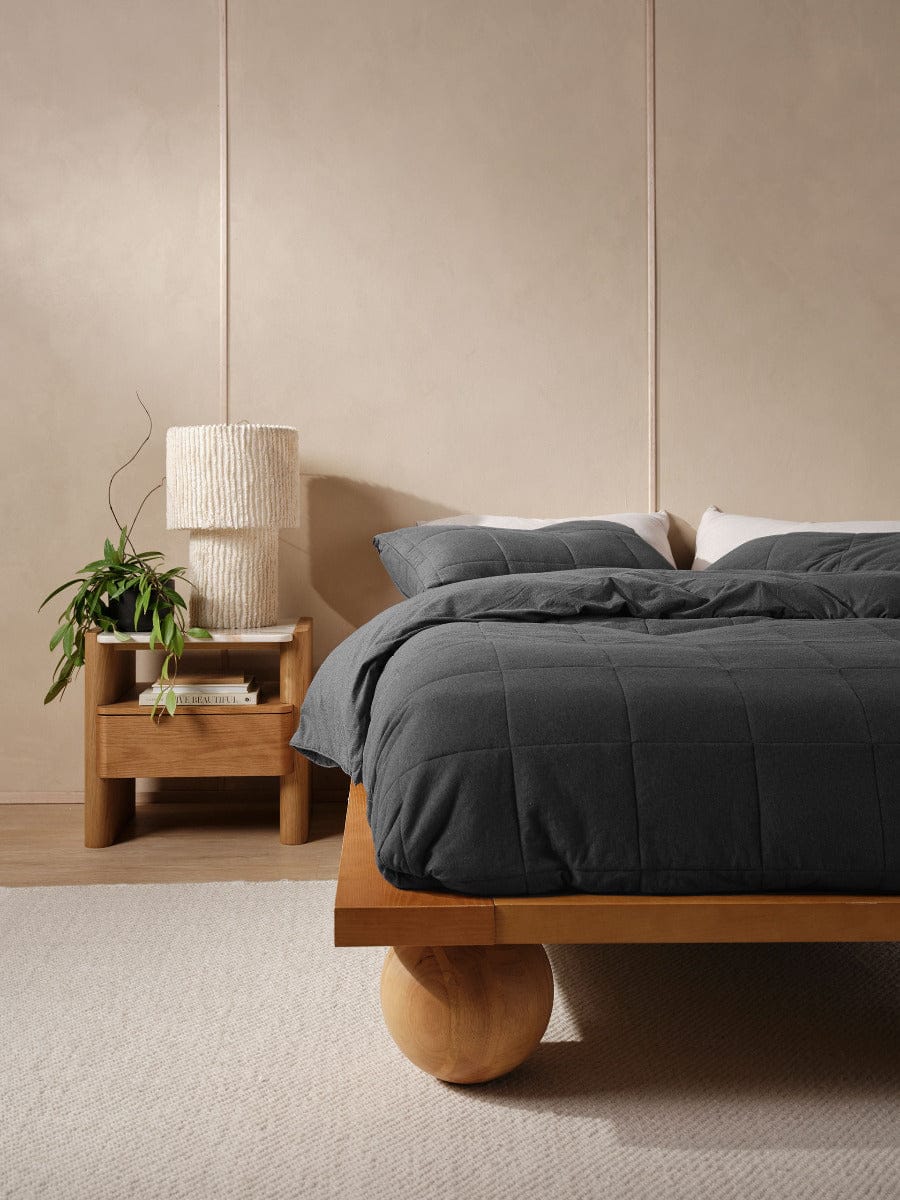 Linen House Quilt Cover LINEN HOUSE RYLAND | CHARCOAL QUILT COVER