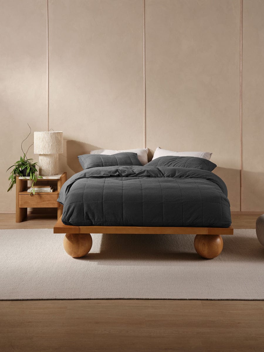 Linen House Quilt Cover LINEN HOUSE RYLAND | CHARCOAL QUILT COVER