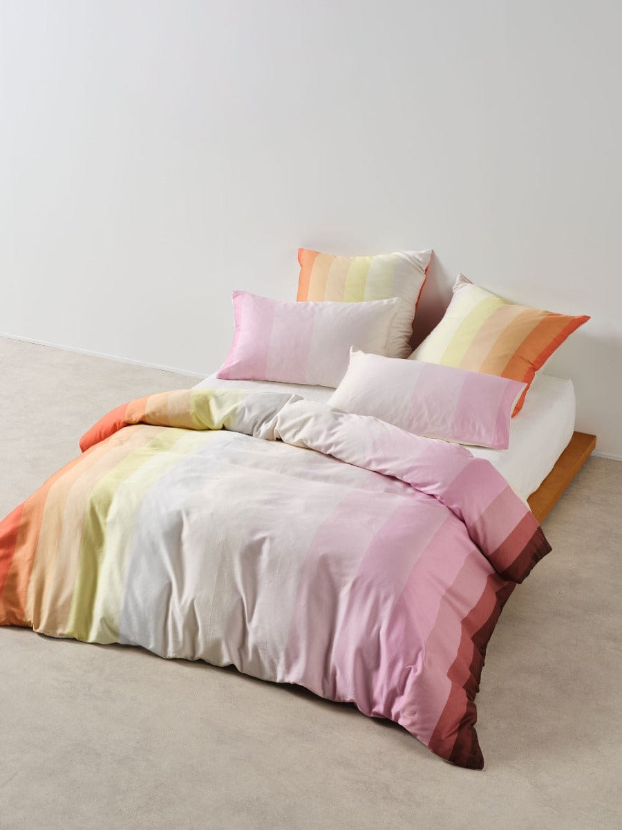 Linen House Quilt Cover LINEN HOUSE SUNRISE STRIPE | BUBBLEGUM QUILT COVER
