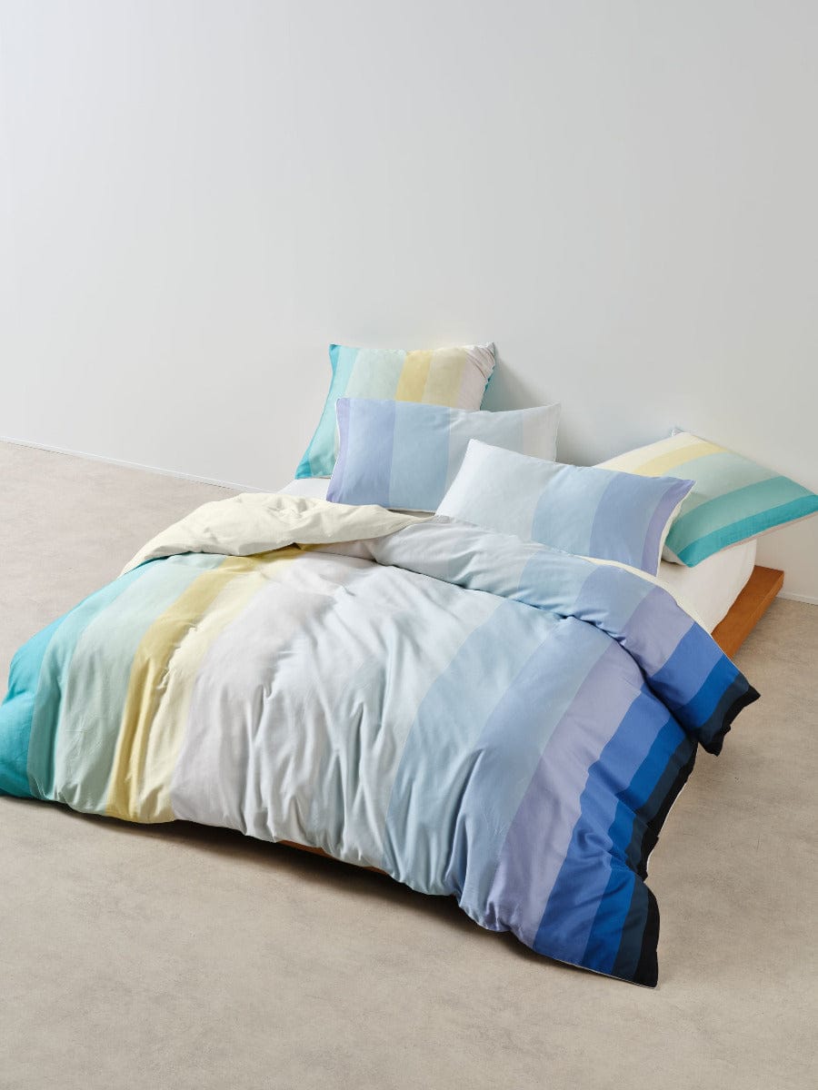 Linen House Quilt Cover LINEN HOUSE SUNRISE STRIPE | CLEARWATER QUILT COVER