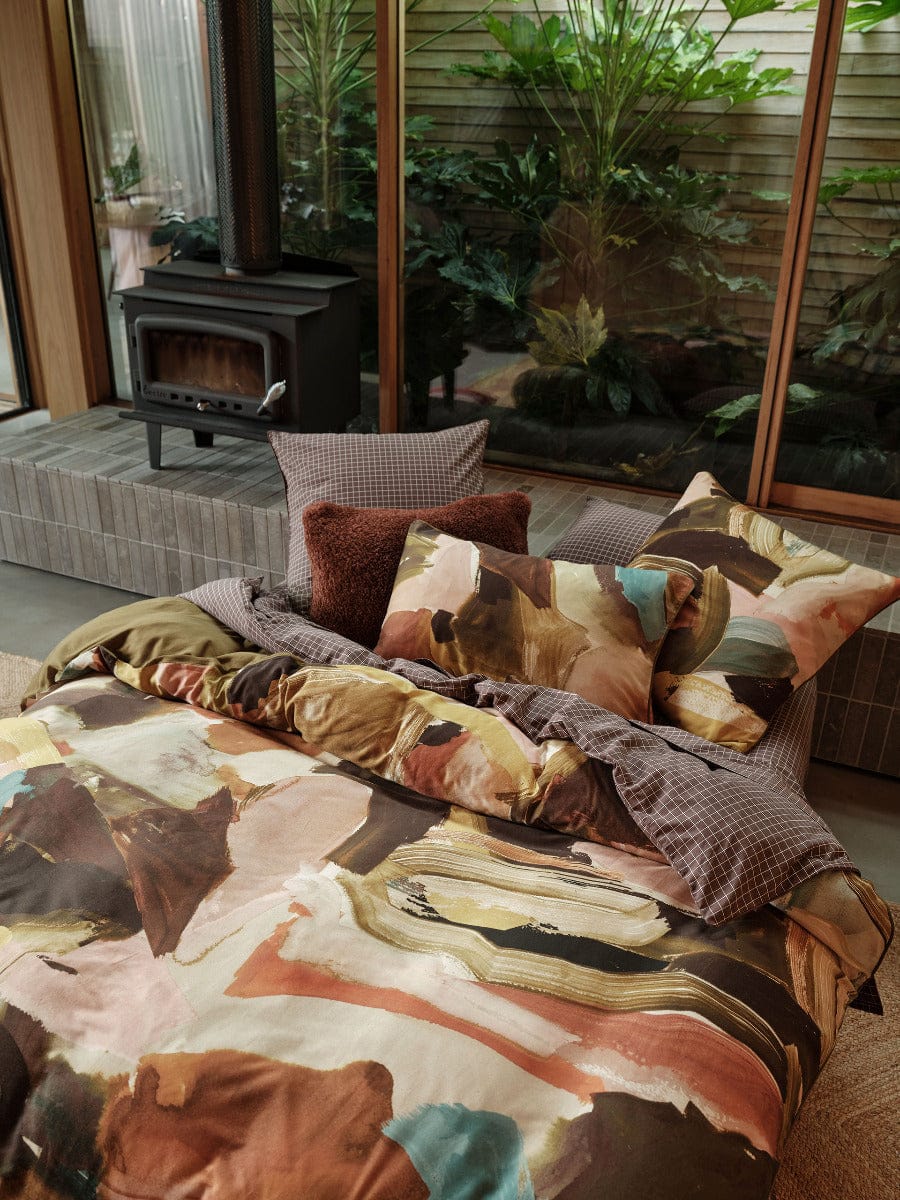 Linen House Quilt Cover LINEN HOUSE VANA | OLIVE QUILT COVER SET