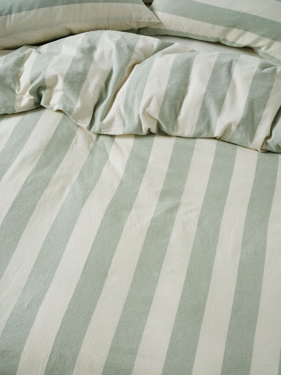 Linen House Quilt Cover LINEN HOUSE VINTAGE STRIPE | JADE QUILT COVER