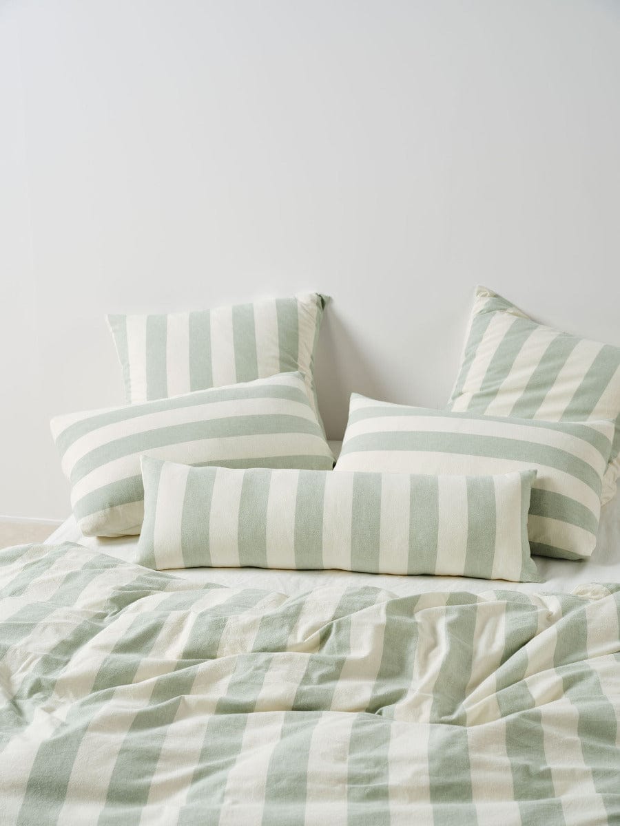 Linen House Quilt Cover LINEN HOUSE VINTAGE STRIPE | JADE QUILT COVER