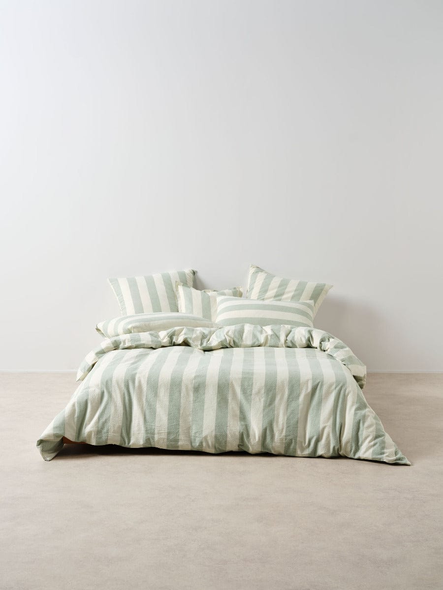 Linen House Quilt Cover LINEN HOUSE VINTAGE STRIPE | JADE QUILT COVER