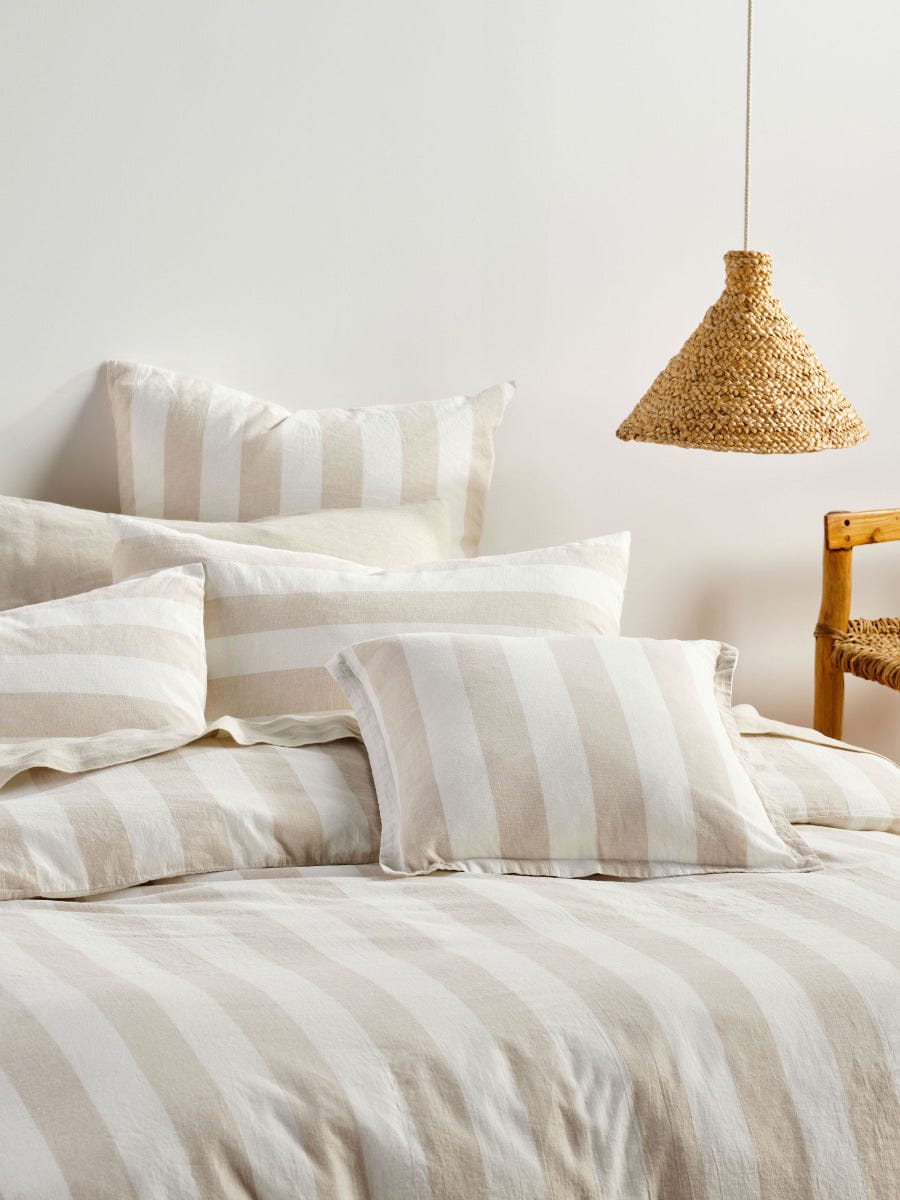 Linen House Quilt Cover LINEN HOUSE VINTAGE STRIPE QUILT COVER SET - NATURAL
