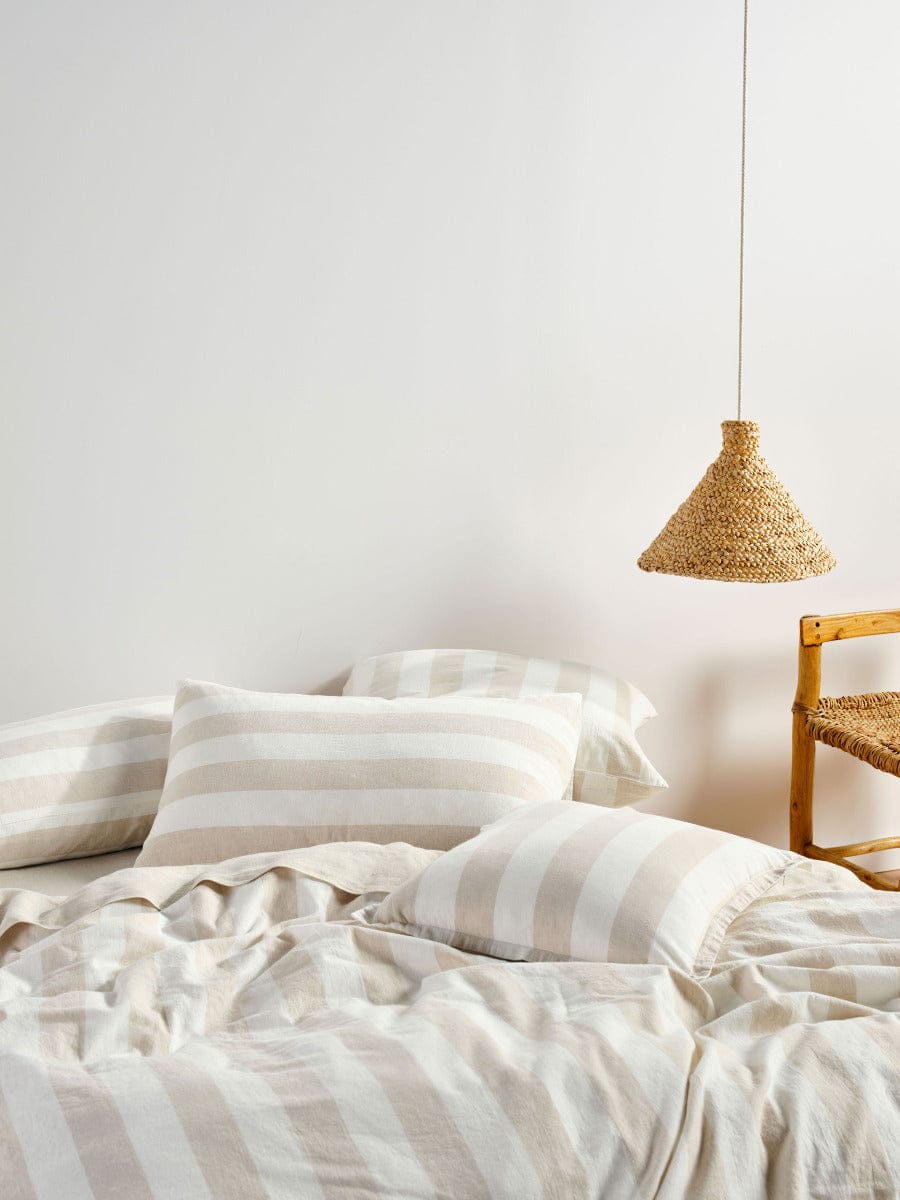 Linen House Quilt Cover LINEN HOUSE VINTAGE STRIPE QUILT COVER SET - NATURAL