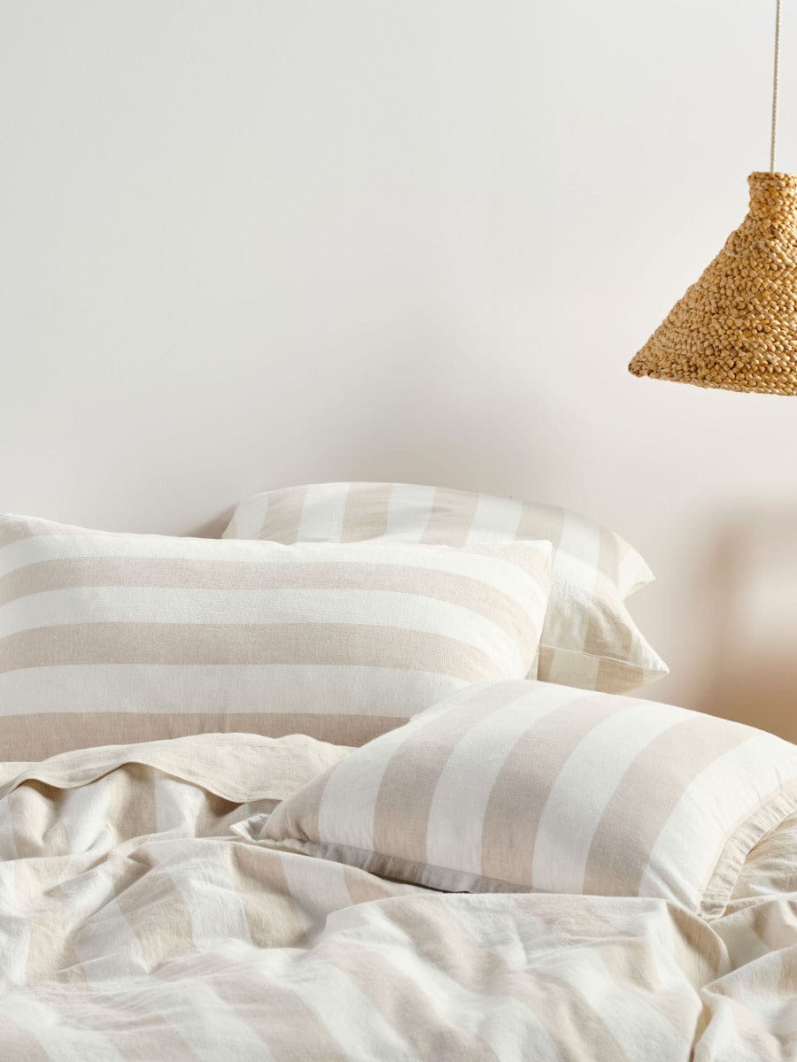 Linen House Quilt Cover LINEN HOUSE VINTAGE STRIPE QUILT COVER SET - NATURAL