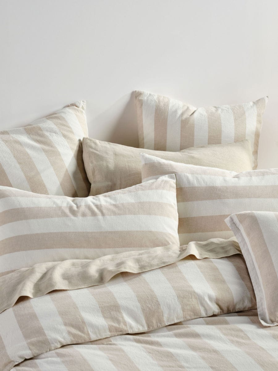 Linen House Quilt Cover LINEN HOUSE VINTAGE STRIPE QUILT COVER SET - NATURAL
