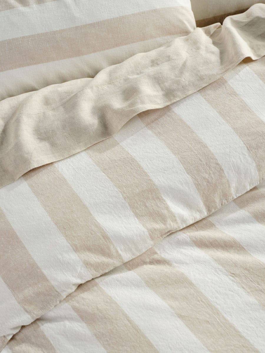 Linen House Quilt Cover LINEN HOUSE VINTAGE STRIPE QUILT COVER SET - NATURAL