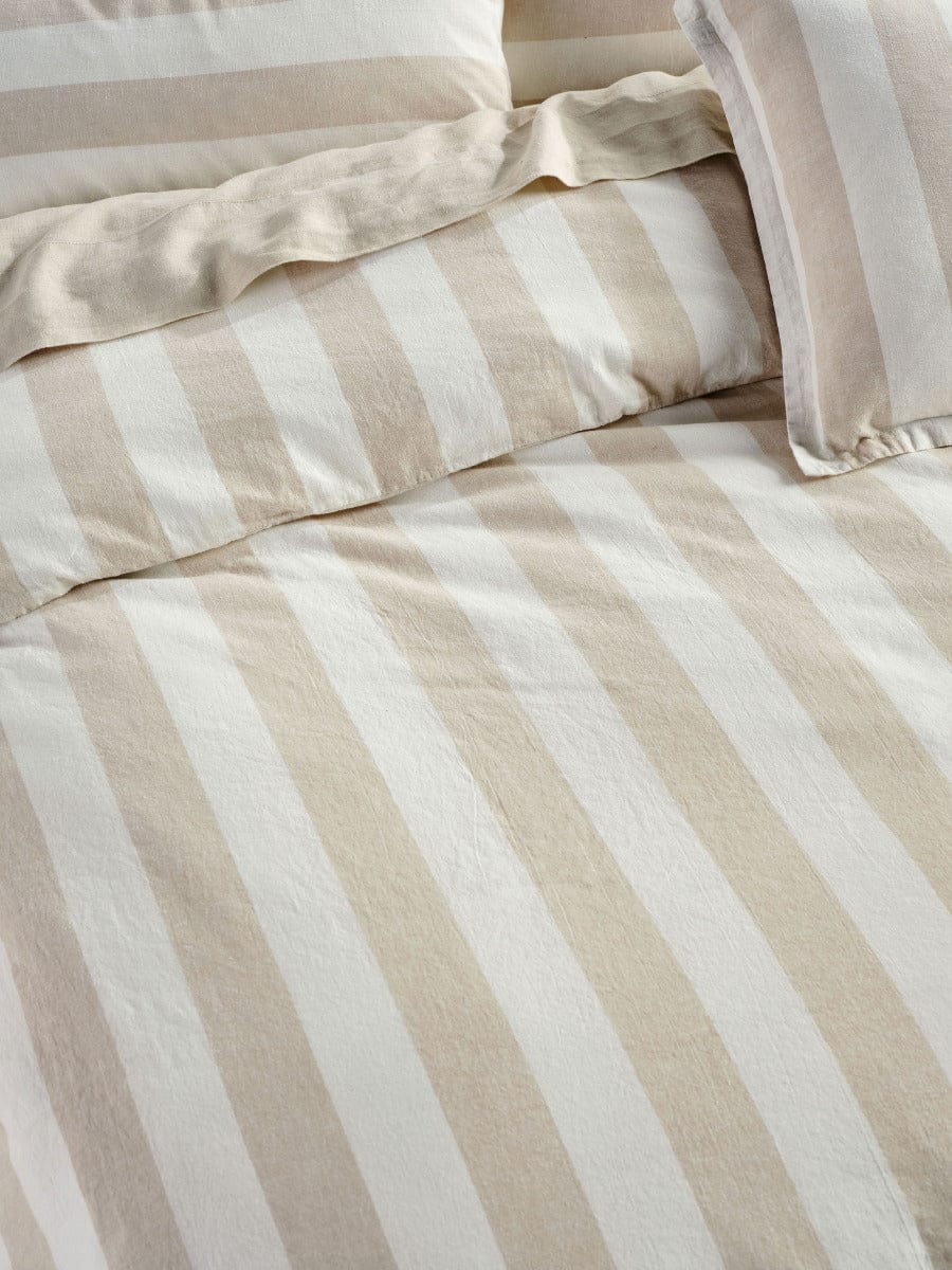 Linen House Quilt Cover LINEN HOUSE VINTAGE STRIPE QUILT COVER SET - NATURAL