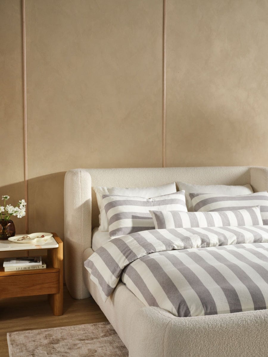 Linen House Quilt Cover LINEN HOUSE VINTAGE STRIPE | STEEL QUILT COVER