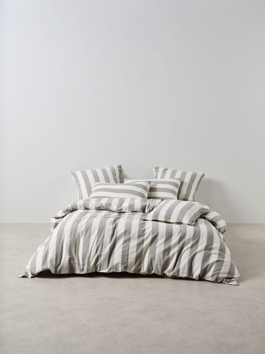 Linen House Quilt Cover LINEN HOUSE VINTAGE STRIPE | STEEL QUILT COVER