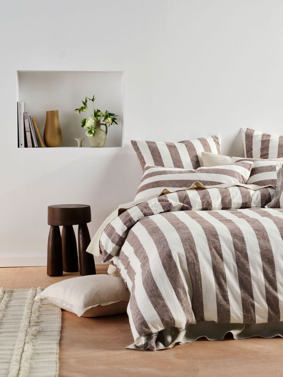 Linen House Quilt Cover LINEN HOUSE VINTAGE STRIPE - TIRAMISU