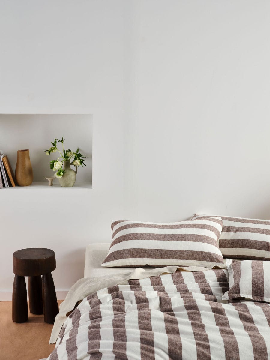 Linen House Quilt Cover LINEN HOUSE VINTAGE STRIPE - TIRAMISU