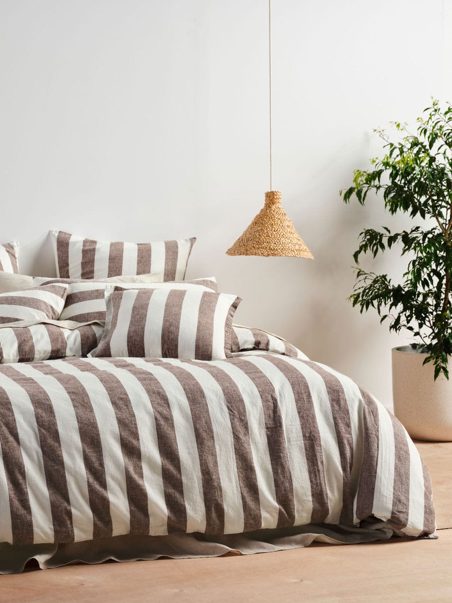 Linen House Quilt Cover LINEN HOUSE VINTAGE STRIPE - TIRAMISU