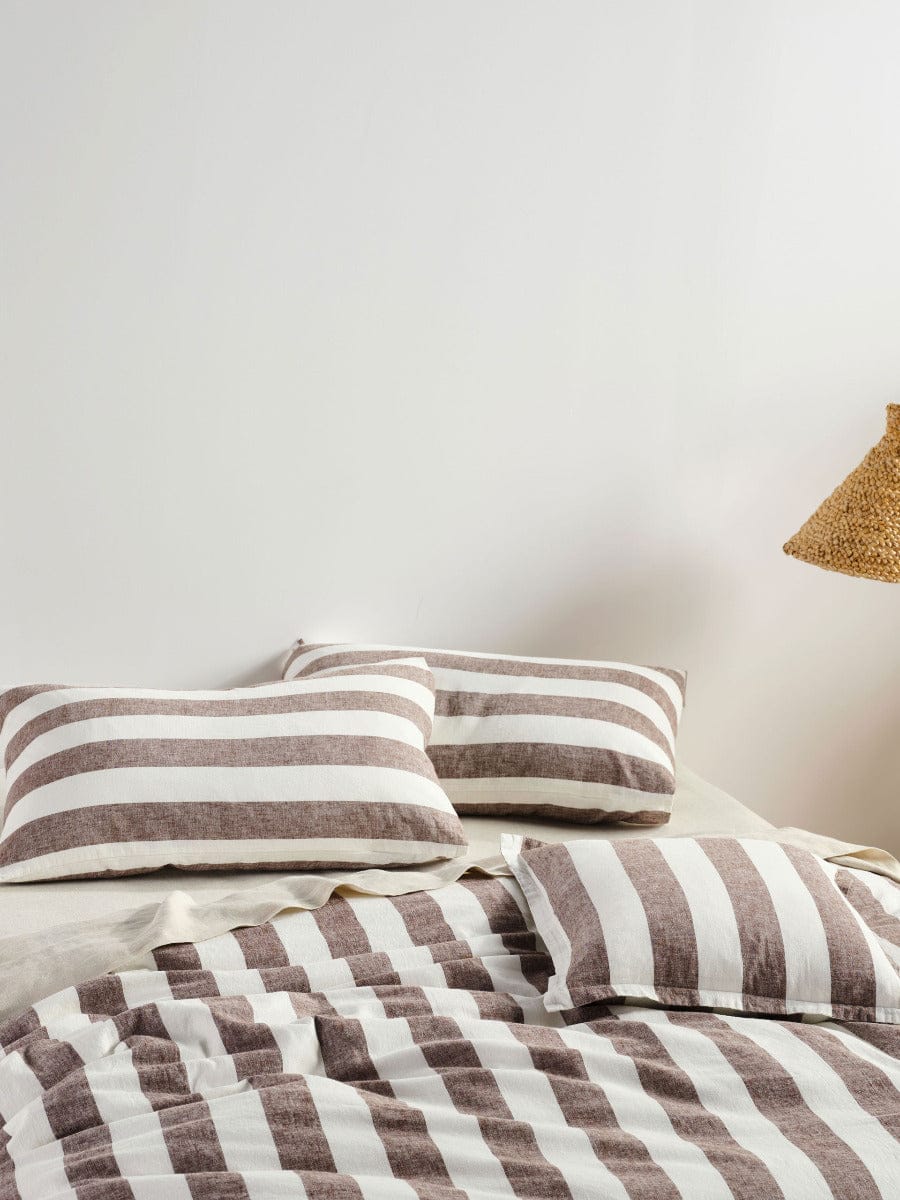 Linen House Quilt Cover LINEN HOUSE VINTAGE STRIPE - TIRAMISU