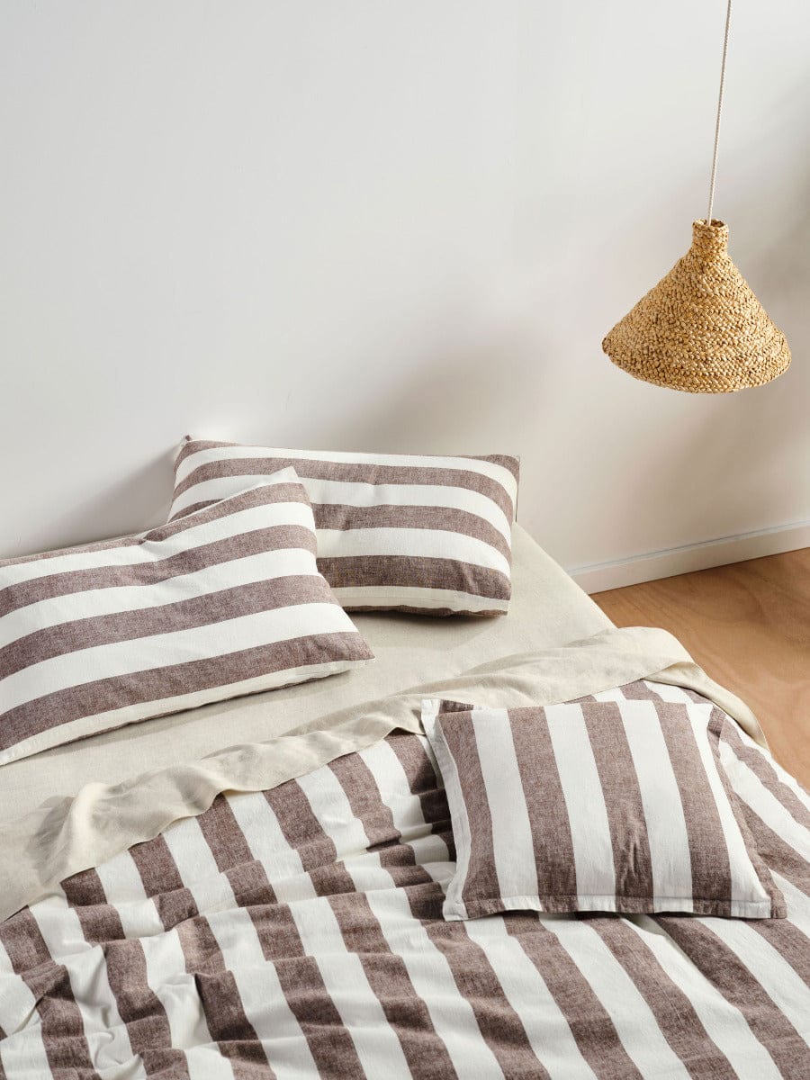 Linen House Quilt Cover LINEN HOUSE VINTAGE STRIPE - TIRAMISU