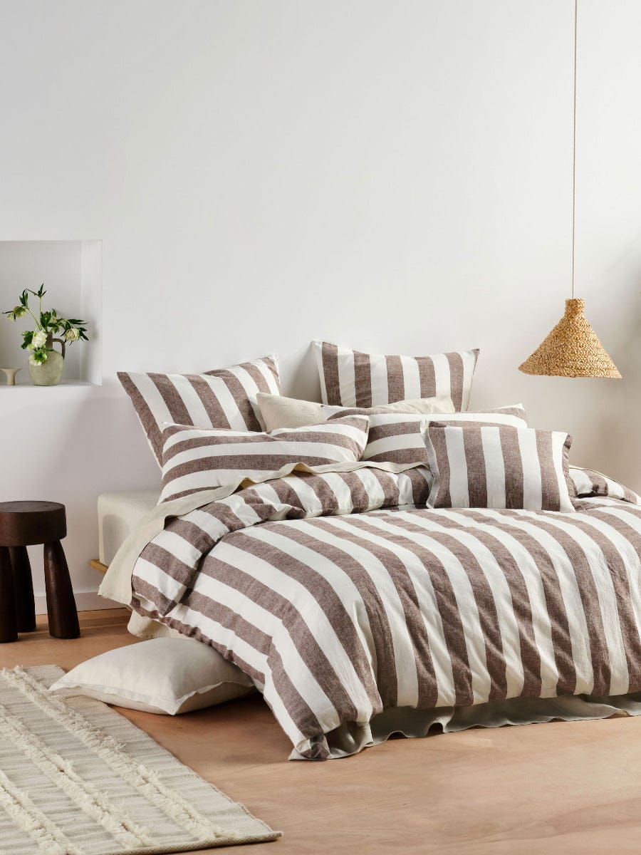 Linen House Quilt Cover LINEN HOUSE VINTAGE STRIPE - TIRAMISU