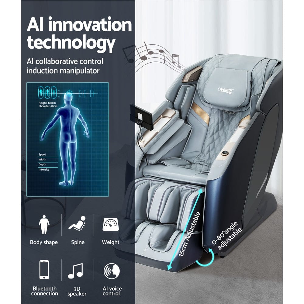 Livemor Massage Chair 4D Massage Chair Electric Recliner Double Core Mechanism Massager Melisa