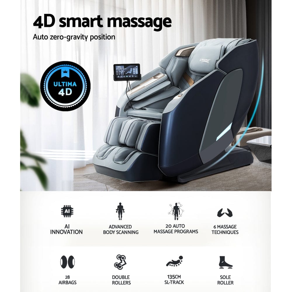 Livemor Massage Chair 4D Massage Chair Electric Recliner Double Core Mechanism Massager Melisa