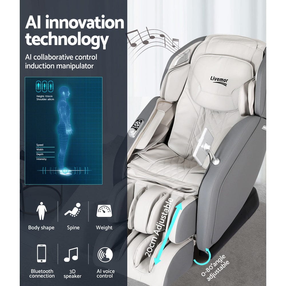 Livemor Massage Chair 4D Massage Chair Electric Recliner Home Massager Gary