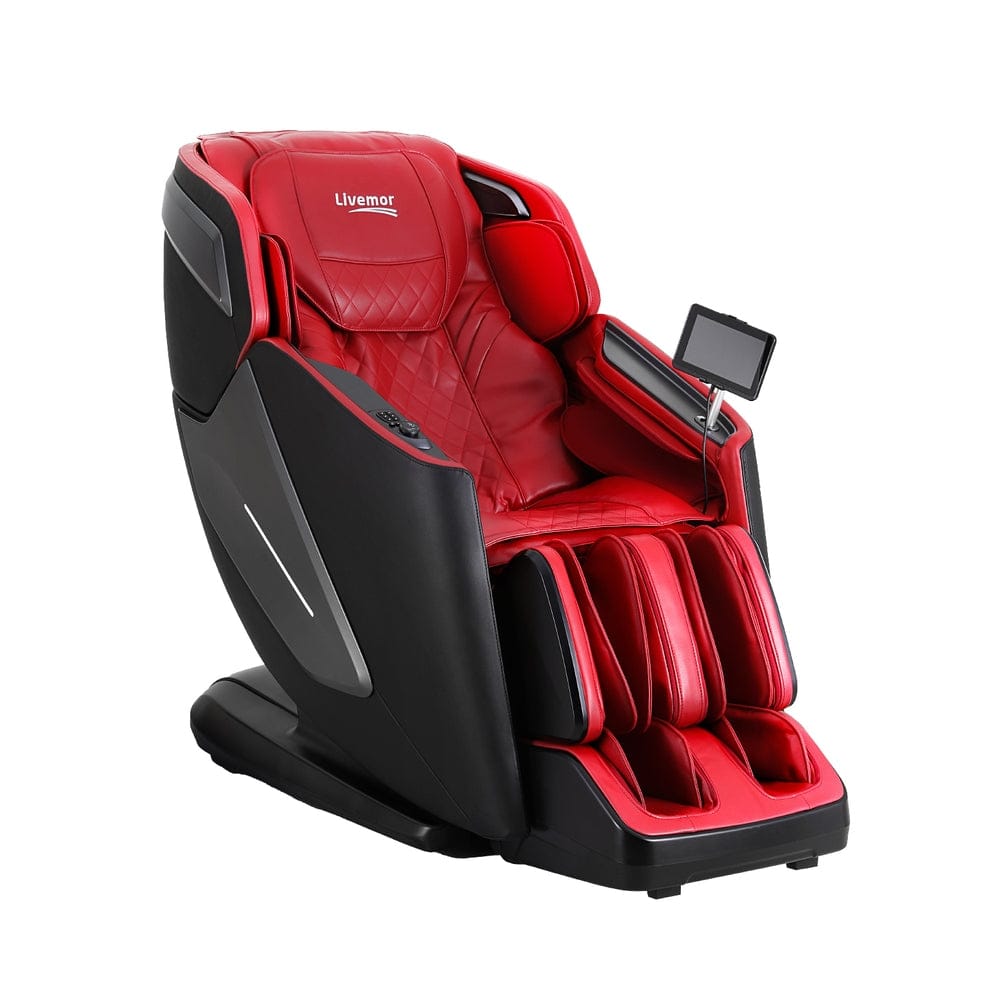 Livemor Massage Chair 4D Massage Chair Electric Recliner Home Massager Red