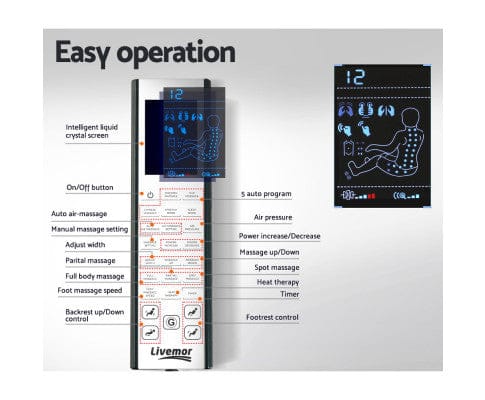 Livemor Massage Chair Massage Chair Zero Gravity Electric Massage Recliner Chairs Deluxe Blue