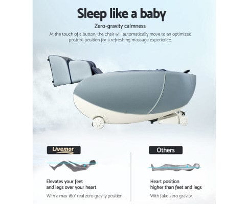 Livemor Massage Chair Massage Chair Zero Gravity Electric Massage Recliner Chairs Deluxe Blue
