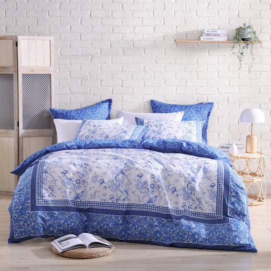 Logan & Mason HIROMI BLUE QUILT COVER SET Logan & Mason