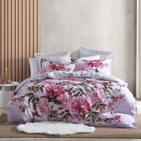 Logan & Mason MAEVE LILAC QUILT COVER SET Logan & Mason